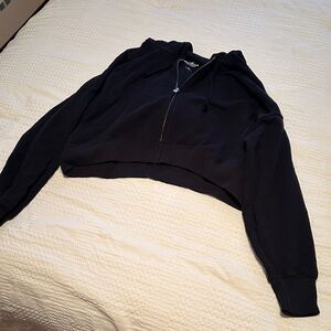 Hollister Black Cropped Zip-Up Sweater